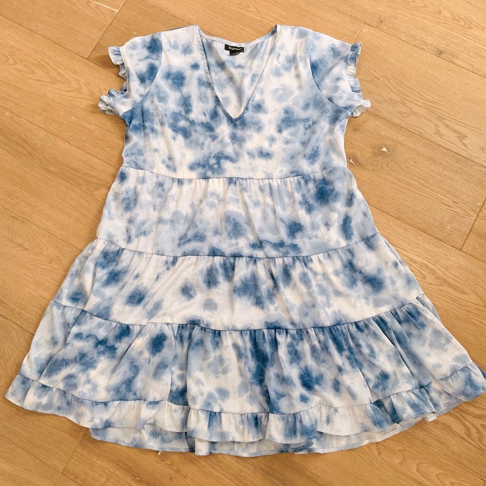 Tie dye blue babydoll dress